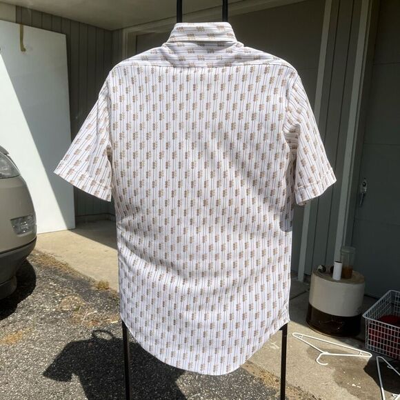 Vintage 1970s Sears Men’s Store Poly Knit Dress Shirt, Geometric, Sz M/L - Picture 2 of 6